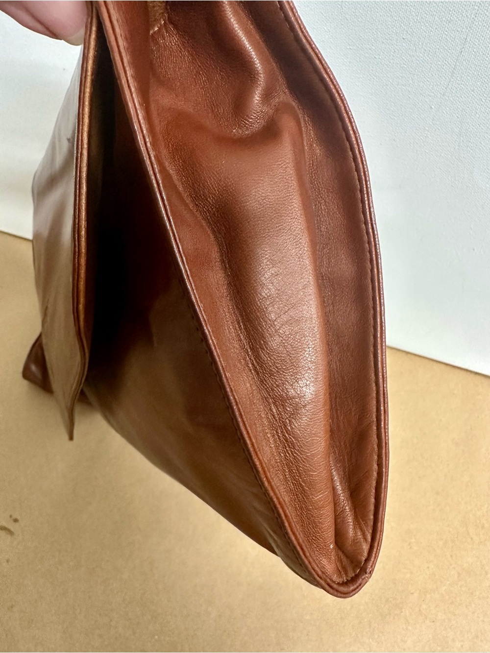 Brown Leather Envelope Clutch Polo Ralph Lauren vintage - Picture 9 of 9